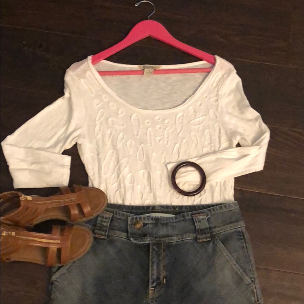 Lucky Brand Quarter length sleeved white shirt